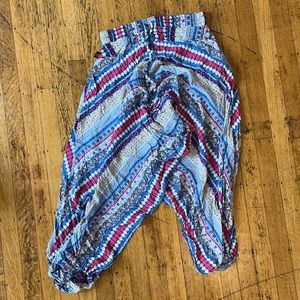 Harem pants pink, blue, and white with elephants